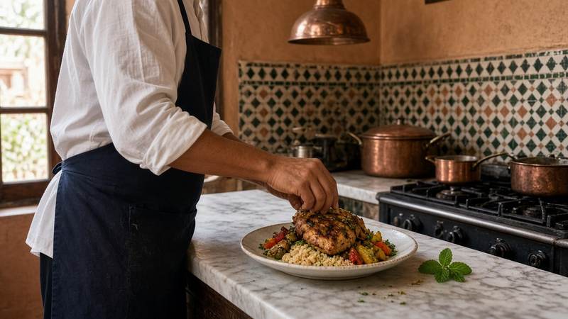 Cuisine cacher de la pension complète JKECH à Marrakech
